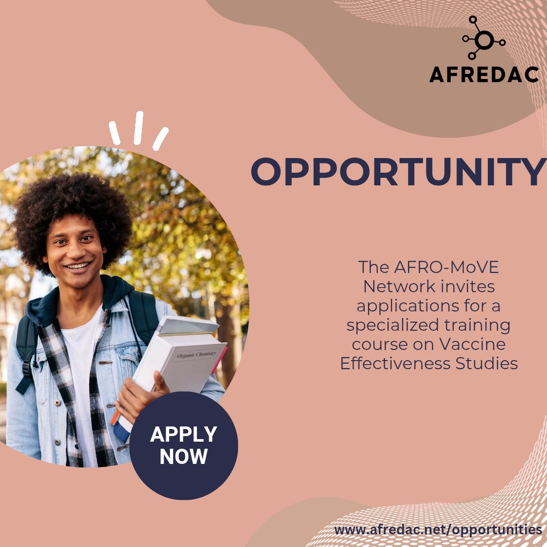 Are you an epidemiologist or public health professional working in vaccines or infectious diseases in Africa?

The AFRO-MoVE Network is offering a specialized course to build your capacity in vaccine effectiveness research.

🔗Apply here: afredac.net/news-feed/p/35…

#Afredac