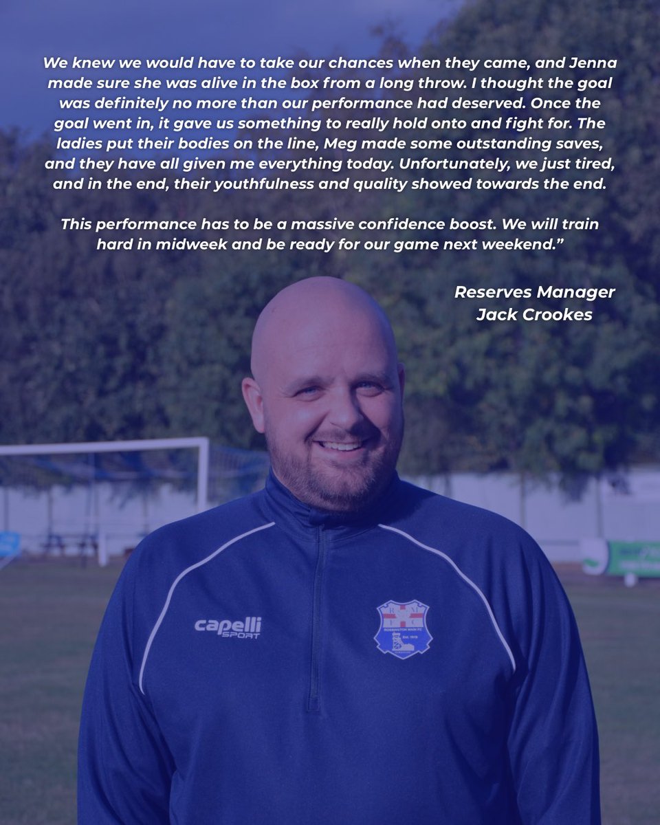𝗠𝗔𝗡𝗔𝗚𝗘𝗥’𝗦 𝗧𝗛𝗢𝗨𝗚𝗛𝗧𝗦 | 𝗥𝗘𝗦𝗘𝗥𝗩𝗘𝗦 💬

County Cup defeat, but plenty of positives after a brave showing against higher-league opposition. The manager praised the team’s effort, attitude and togetherness 💪

#RMLFC #UpTheRosso