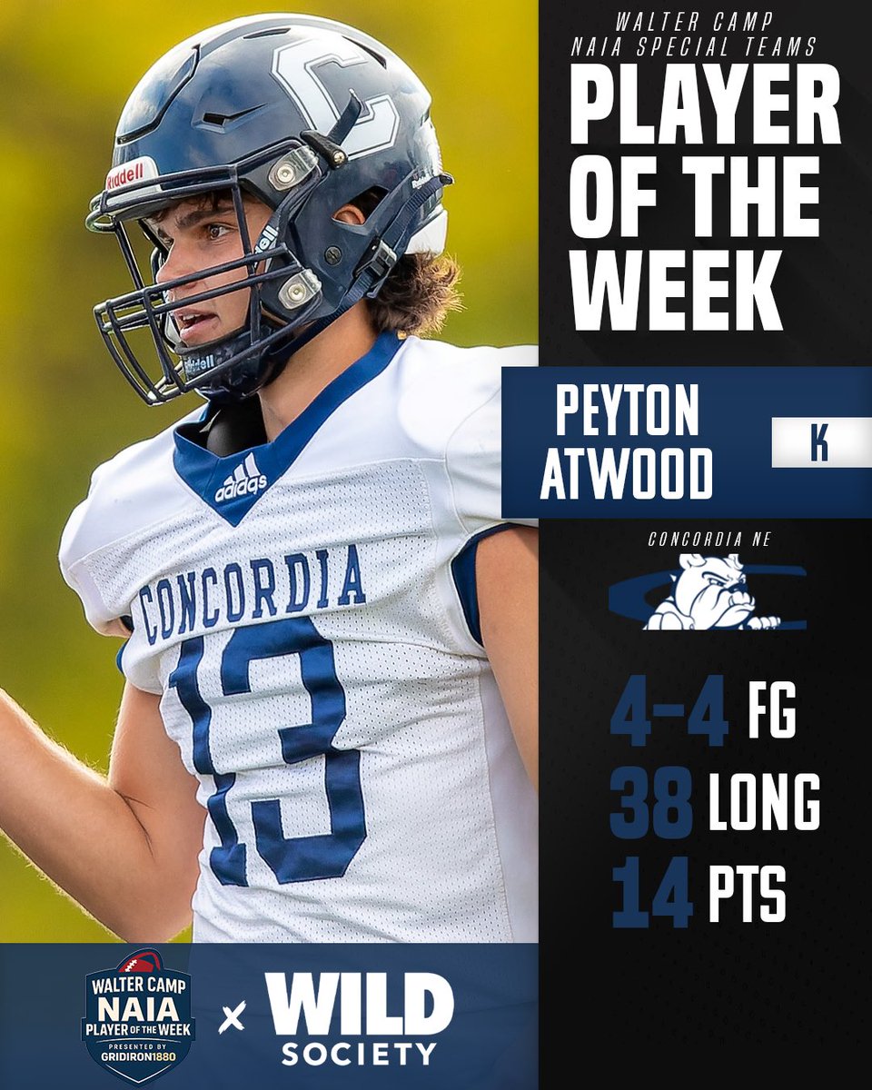D1_Rejects's tweet photo. #NAIAFB 𝐏𝐥𝐚𝐲𝐞𝐫 𝐨𝐟 𝐭𝐡𝐞 𝐖𝐞𝐞𝐤 🏈

Precision accuracy Saturday from @CUNEFootball K @peytonatwood2 🎯 https://t.co/aPQkkU3eGy
