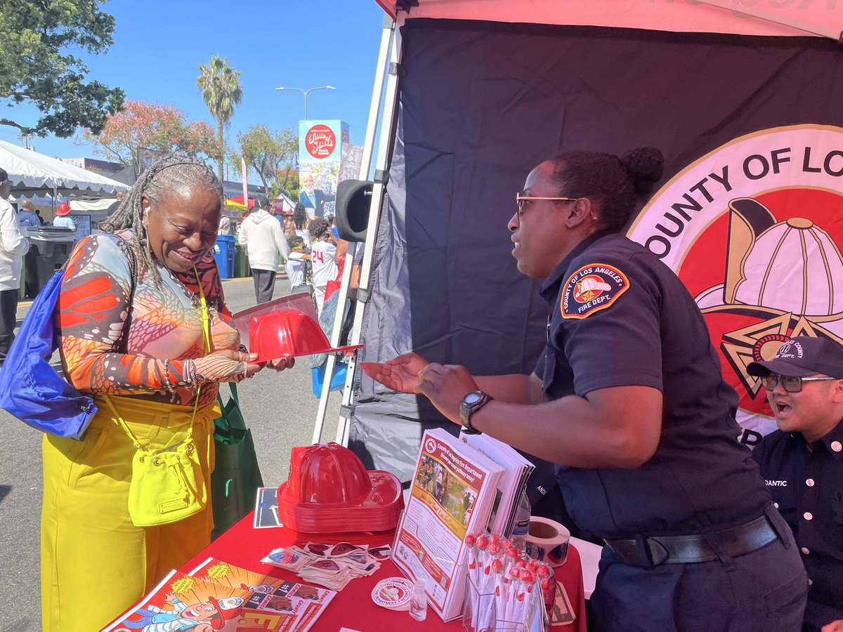 LACOFD's tweet photo. The #LACoFD team had a great time engaging with the community at the 20th Annual #TasteOfSoul Family Festival.  It was a great block party filled with delicious food, music, community engagement booths, vendors, and more. https://t.co/dOlF5JaQIO