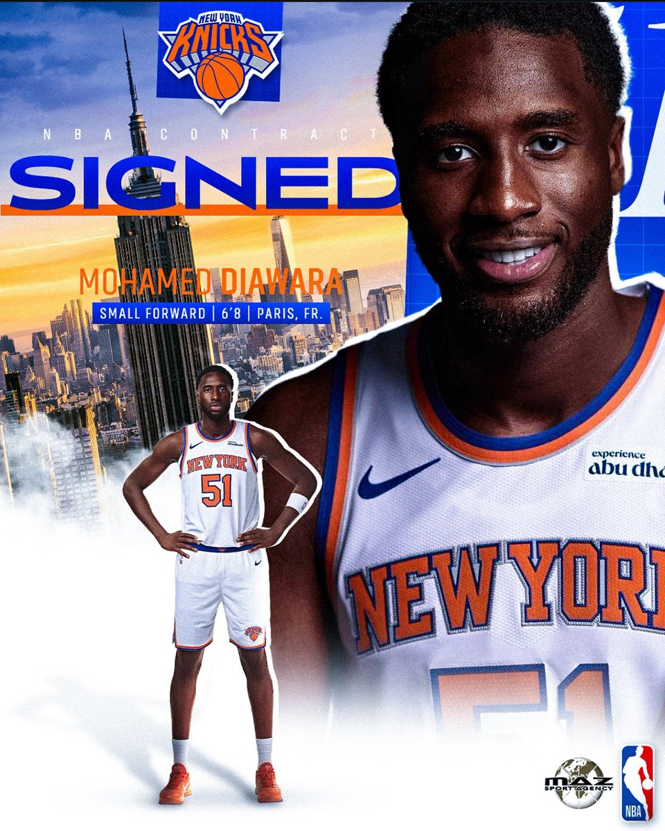 Mohamed Diawara has officially signed his deal with the Knicks, per his agency <a href="/MazSportAgency/">Maz Sport Agency</a> 🔥🔥