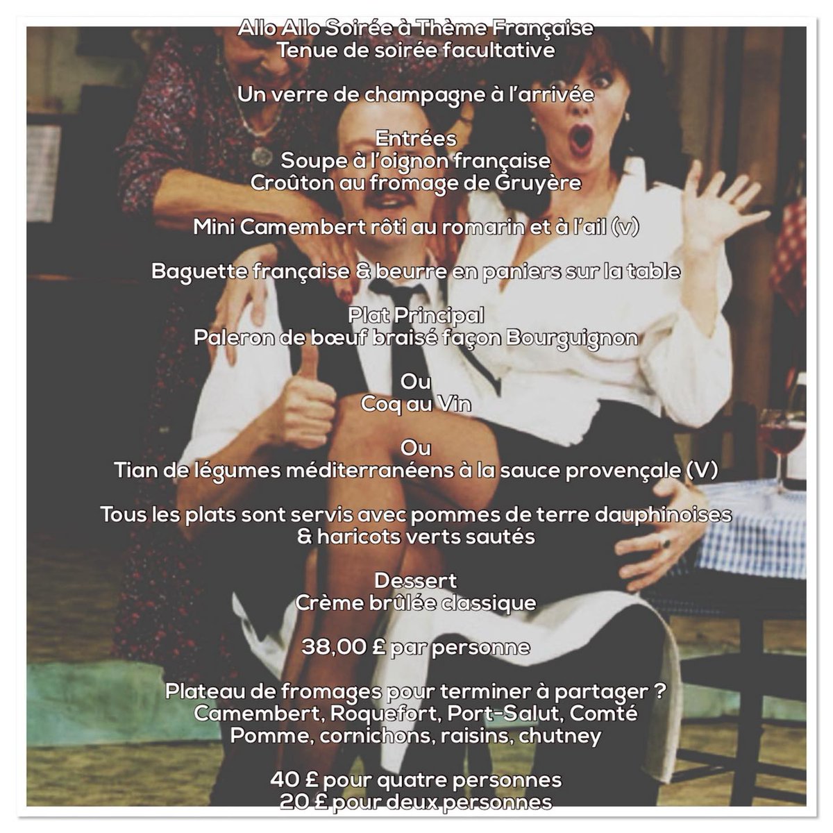 CrossKeys_Stow's tweet photo. 'Allo 'Allo - An evening of French Resistance is Imminent! - https://t.co/vCpk4COnhY https://t.co/rGf2iL1Qrl