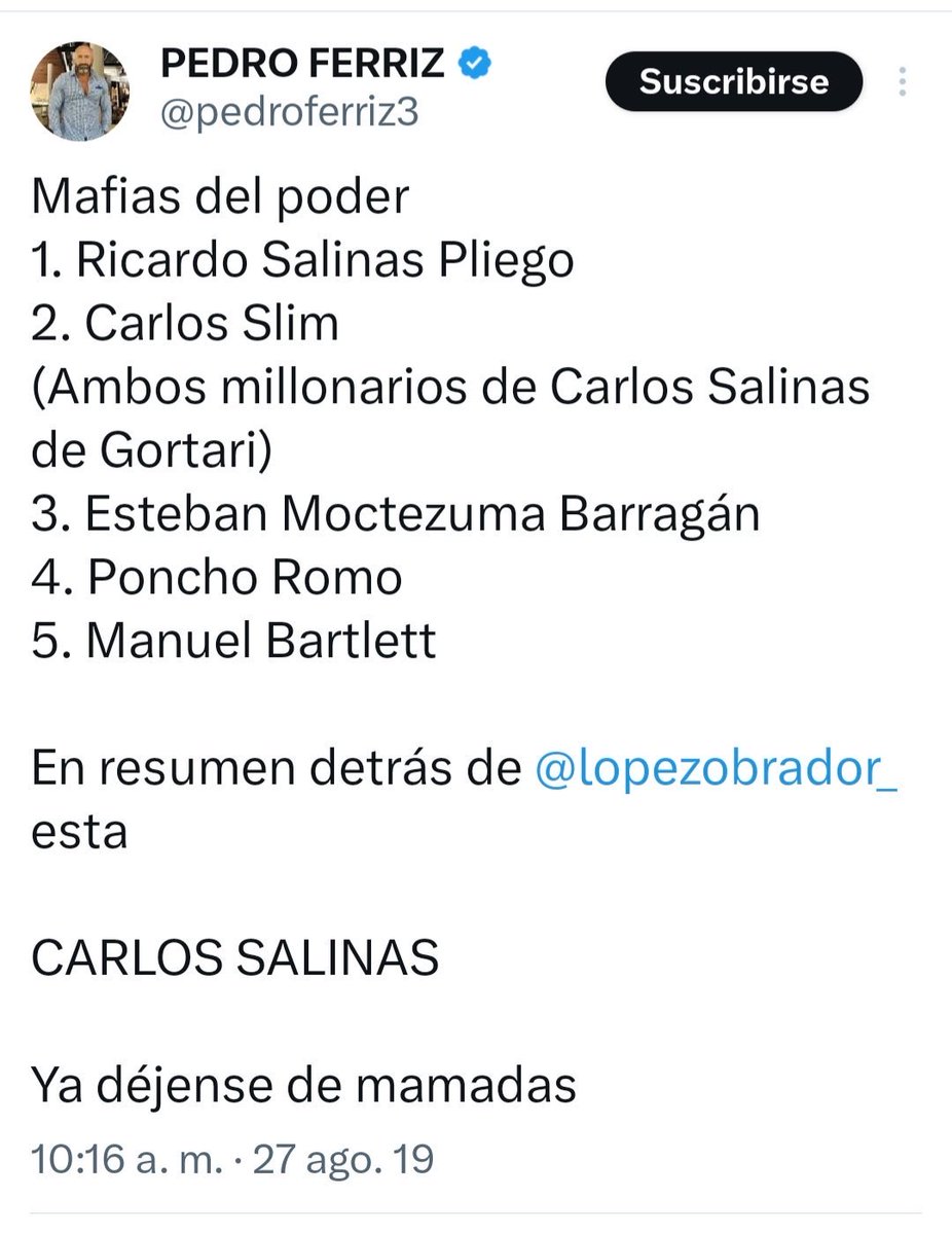 Sin Censura (@_vicenteserrano) on Twitter photo Oye <a href="/pedroferriz3/">PEDRO FERRIZ</a>, se te cayó este tuit de 2019. No se te vaya a enojar tú patrón. Oye <a href="/pedroferriz3/">PEDRO FERRIZ</a>, se te cayó este tuit de 2019. No se te vaya a enojar tú patrón.
