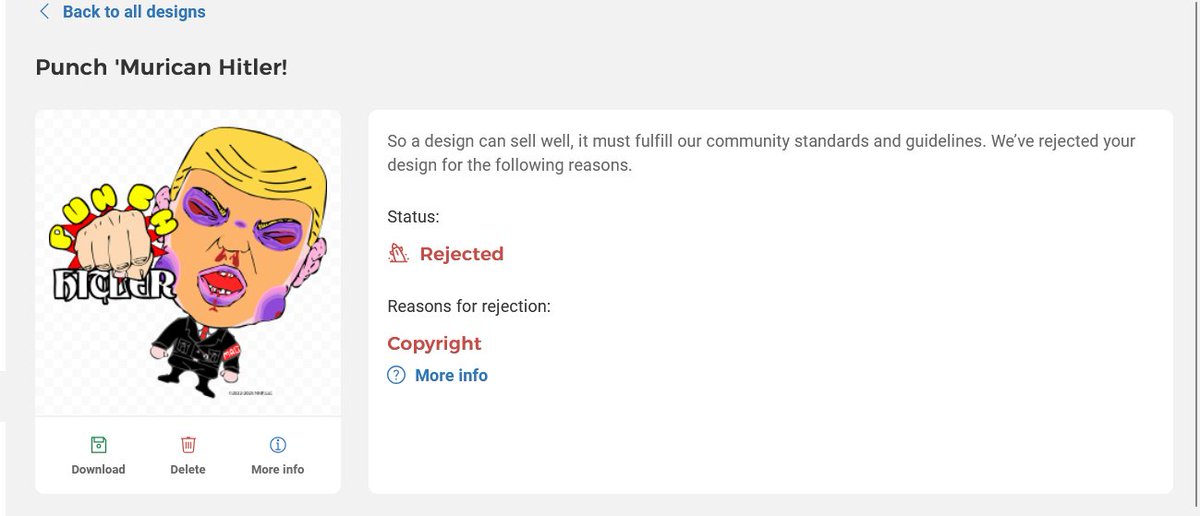 Hey <a href="/spreadshirt/">Spreadshirt Global</a> - You rejected a work based on Copyright when I AM THE ONE WHO OWNS THE COPYRIGHT