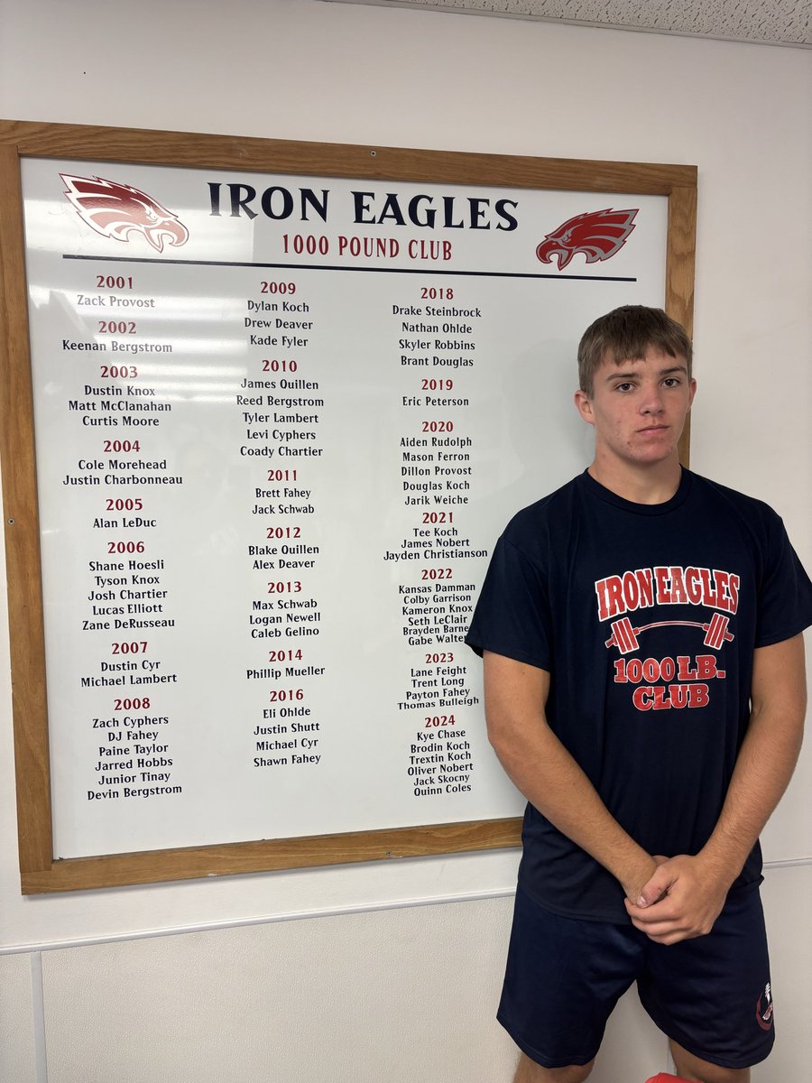coachsteinbrock's tweet photo. Congratulations to So. Ryan LeClair on becoming the newest member of the 1000 Pound Club. 
#EagleNation #SAW 🦅💪🏻💪🏻 https://t.co/EkivfrEK8I