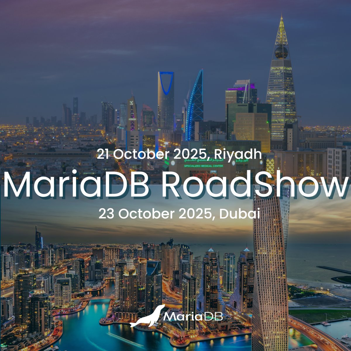 mariadb's tweet image. It’s happening! 🤩
This week, you will have the opportunity to connect IRL with peers, industry leaders, and #MariaDB experts who can show you how you can use MariaDB to modernize your organization’s #database infrastructure.
We’ll see you there. 😉
🇸🇦 Riyadh:…
