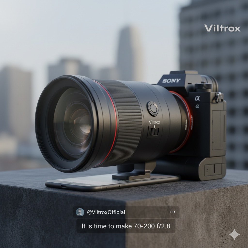 Neil_hasnat's tweet photo. hey viltrox now it’s time to make 
70-200 f/2.8 for E mount.  Or f/2 😐 https://t.co/WublPs1CEA