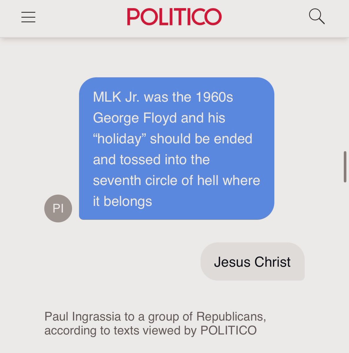 KaivanShroff's tweet image. BREAKING: new racist Republican groupchat has been leaked to Politico featuring texts from Paul Ingrassia, Trump’s nominee to lead the Office of Special Counsel.

Ingrassia’s texts include vile pro-Nazi &amp;amp; racist messages targeting Black people, Chinese people, and Indian people.