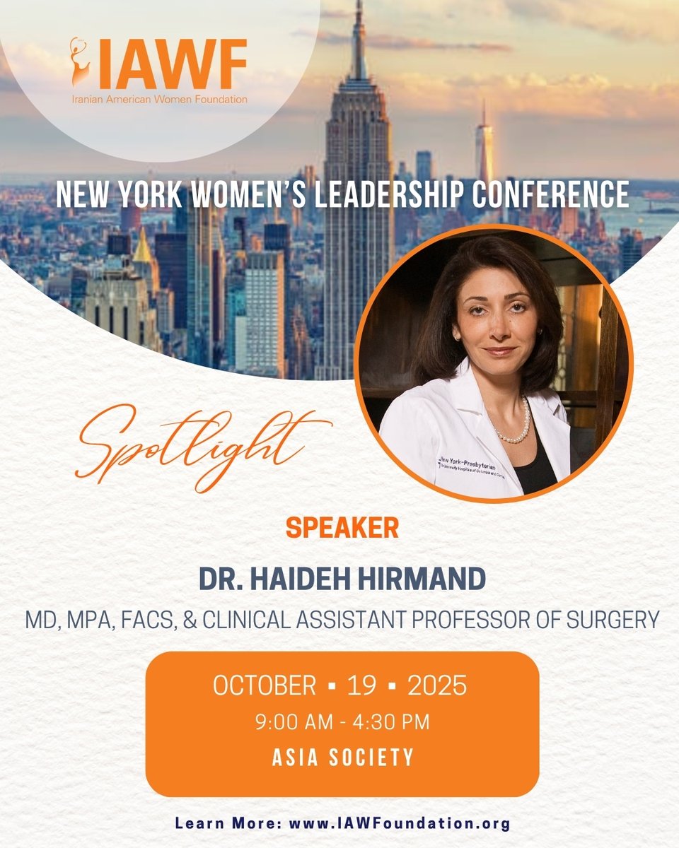 IAWFoundation's tweet photo. Meet Dr. Haideh Hirmand, one of our 2025 New York Women’s Leadership Conference speakers!

Learn more about the conference: https://t.co/3nHsANXsZI https://t.co/FdRiJQbhkX