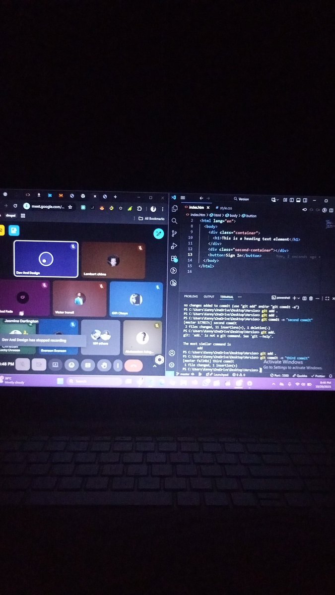 Captainn_blackk's tweet image. Today is another beginning 
A step forward in our frontend engineering bootcamp by @devanddesignhq.
After breaking up what HTML and CSS is all about, it&apos;s time to bring our work to life, the tutor @Joe_brendan_ taught us about Git and GitHub and also the different commands in it.