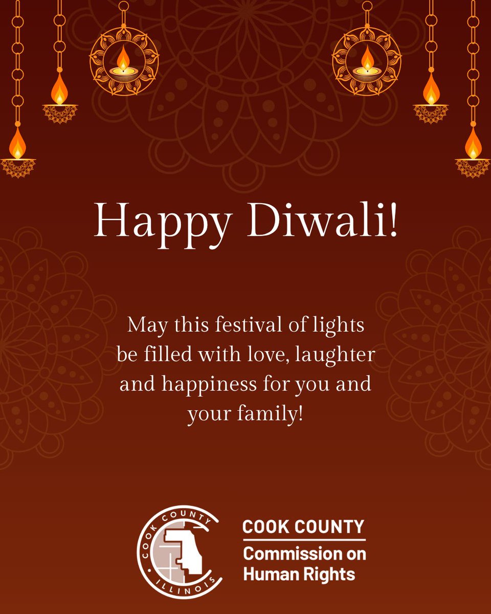 CookCtyHumanRts's tweet image. The Commission on Human Rights would like to wish all who celebrate a happy Diwali! #HumanRights #CookCounty #Diwali