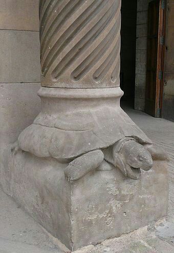 Fascinating History (@fascinate_hist) on Twitter photo A tortoise holding up the pillar of the world at the Sagrada Familia basilica in Barcelona, Spain. A tortoise holding up the pillar of the world at the Sagrada Familia basilica in Barcelona, Spain.