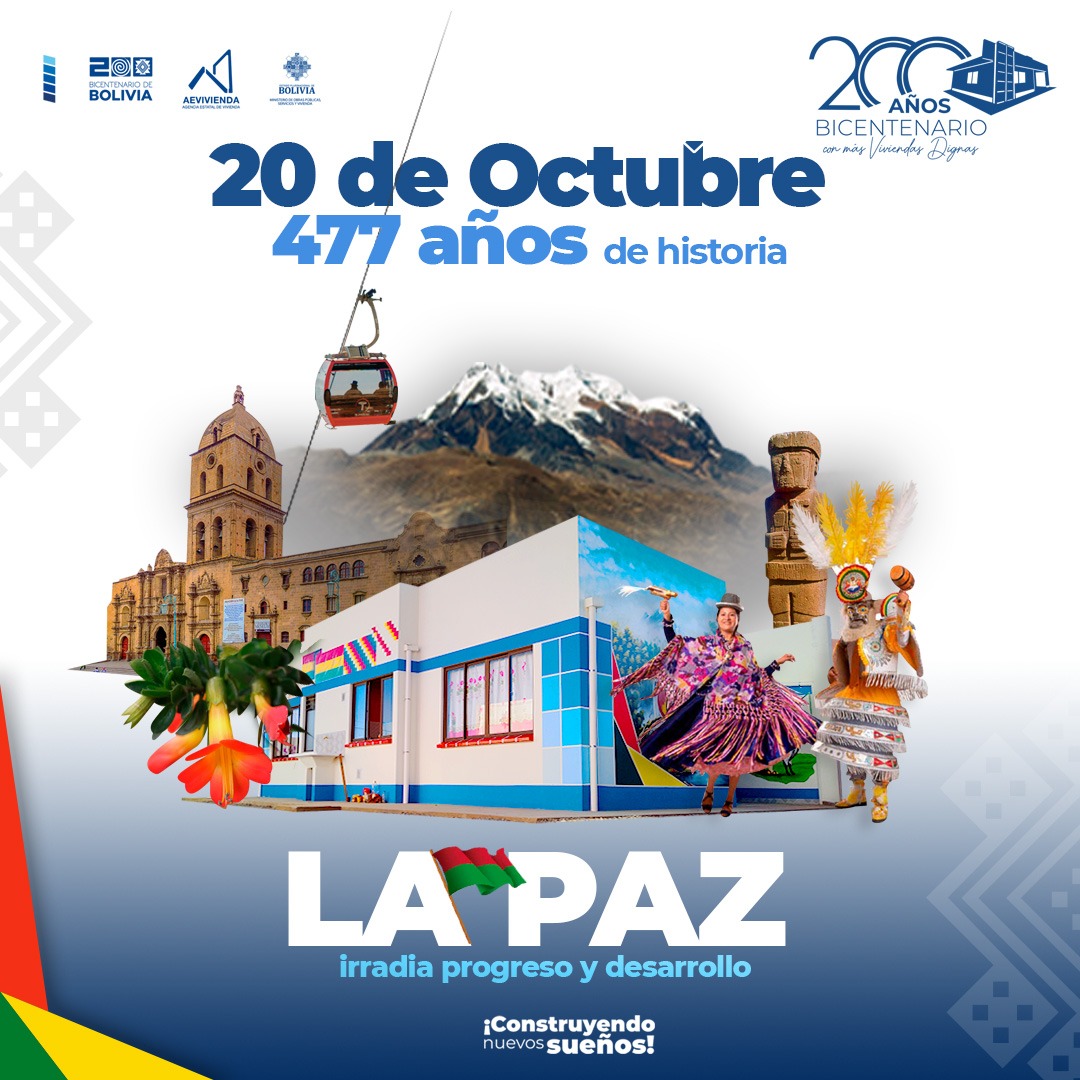 #20DeOctubre| Celebramos el aniversario de la fundación de #LaPaz, ciudad que irradia progreso y se construye paso a paso, mirando siempre hacia lo alto.
¡Felicidades La Paz!
#FundaciónDeLaPaz