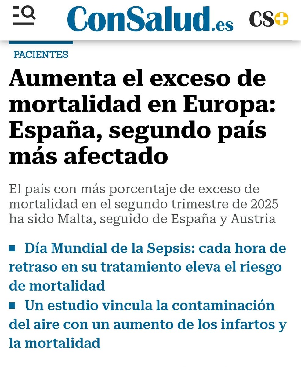 ⚠️LA NOTICIA MÁS IMPORTANTE Y DE LA QUE NINGÚN MEDIO HABLA⚠️
ESPAÑA TIENE UN TERRIBLE EXCESO DE MORTALIDAD EN 2025 DE MILES DE PESONAS.

EL MINISTERIO DE SANIDAD ATRIBUYE NADA MENOS QUE UN 87% DE EXCESO DE MORTALIDAD AL CALOR.

RT PORQUE ESTO SE DEBE SABER EL EL DÍA EN EL DÍA QUE