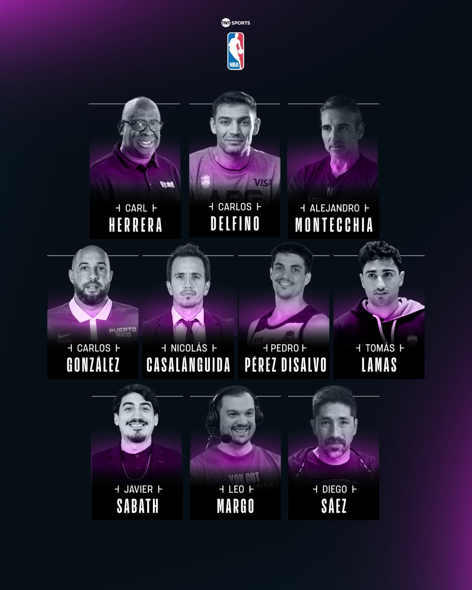 TNT Sports Argentina (@tntsportsar) on Twitter photo EL PLANTEL DE #NBAxTNTSports 🤩
🏀 <a href="/cabezadelfino/">Carlos Delfino</a>
🏀 <a href="/carlh1107/">Carl V. Herrera</a>
🏀 <a href="/alemontecchia/">Ale Montecchia</a>
🏀 <a href="/CasalanguidaN/">Nicolás Casalánguida</a>
🏀 Coach Carlos González
🏀 <a href="/leomargo/">Leo Margo</a>
🏀 <a href="/pedroperezdi/">Pedro Pérez Disalvo</a>
🏀 <a href="/javsabath/">Javier Sabath</a>
🏀 <a href="/tomaslamas/">Tomas Lamas</a>
🏀 <a href="/DiegoGasparSaez/">Diego Sáez M.</a>
Viví lo mejor de la NBA en HBO Max y una selección de partidos EL PLANTEL DE #NBAxTNTSports 🤩
🏀 <a href="/cabezadelfino/">Carlos Delfino</a>
🏀 <a href="/carlh1107/">Carl V. Herrera</a>
🏀 <a href="/alemontecchia/">Ale Montecchia</a>
🏀 <a href="/CasalanguidaN/">Nicolás Casalánguida</a>
🏀 Coach Carlos González
🏀 <a href="/leomargo/">Leo Margo</a>
🏀 <a href="/pedroperezdi/">Pedro Pérez Disalvo</a>
🏀 <a href="/javsabath/">Javier Sabath</a>
🏀 <a href="/tomaslamas/">Tomas Lamas</a>
🏀 <a href="/DiegoGasparSaez/">Diego Sáez M.</a>
Viví lo mejor de la NBA en HBO Max y una selección de partidos
