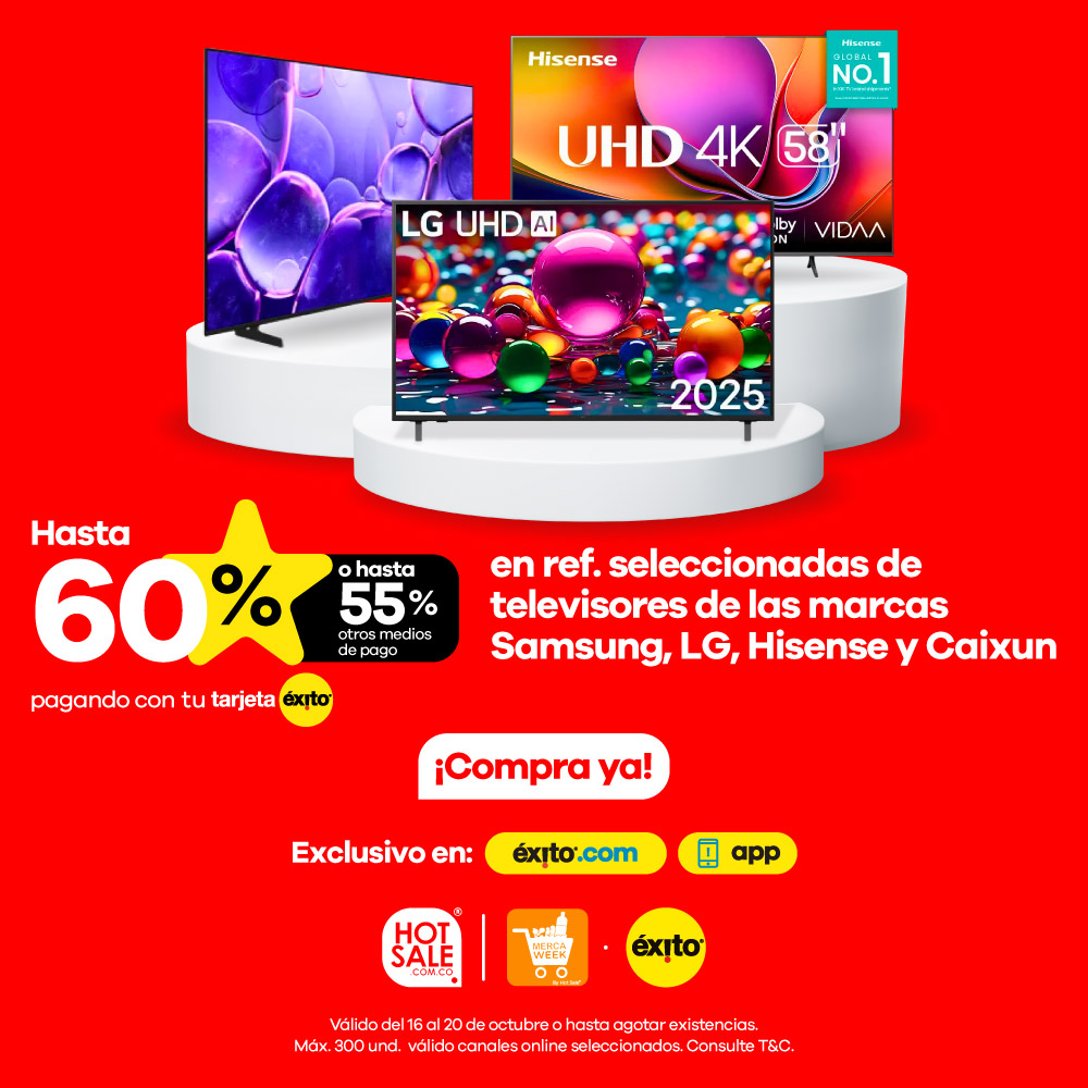 🔥 ¡Solo por Hot Sale en tu Éxito descuentos imperdibles en televisores! 
hubs.la/Q03PnFpP0

@exito