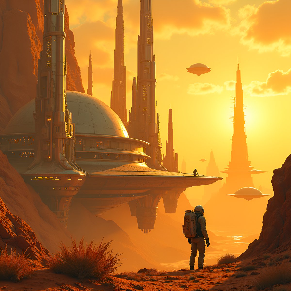 PromptSin's tweet image. Dreaming of future worlds? 
Explore new frontiers today! 🚀✨ 
#SpaceExplorer #FutureCity