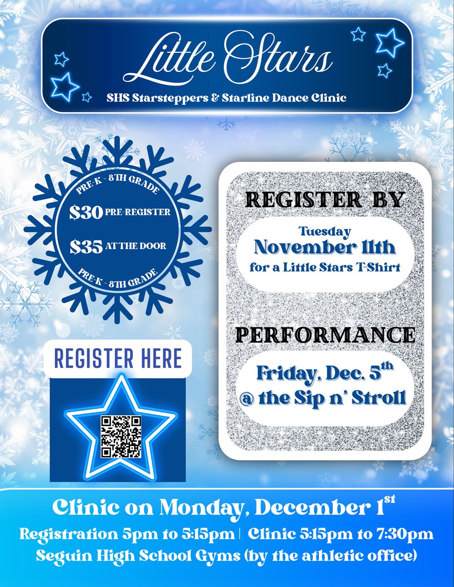 CALLING ALL LITTLE STARS ⭐️❄️☃️

seguin.k12.tx.us/page/athletics…