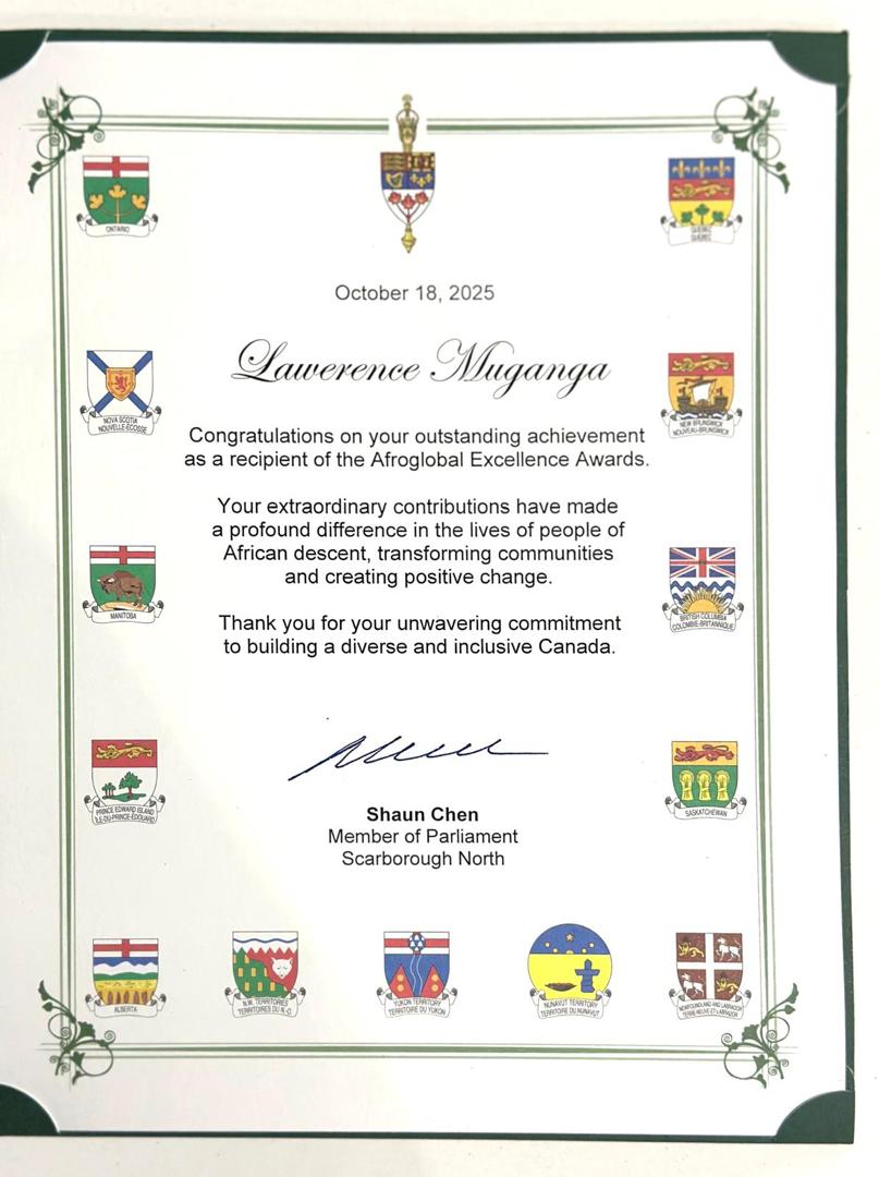 ReachDrMuganga's tweet image. With profound appreciation, I extend my deepest thanks to the Canadian Parliament - @OurCommons and Hon. @Shaun_Chen.
Your recognition and support mean more than words can express. 🙏🏽🇨🇦