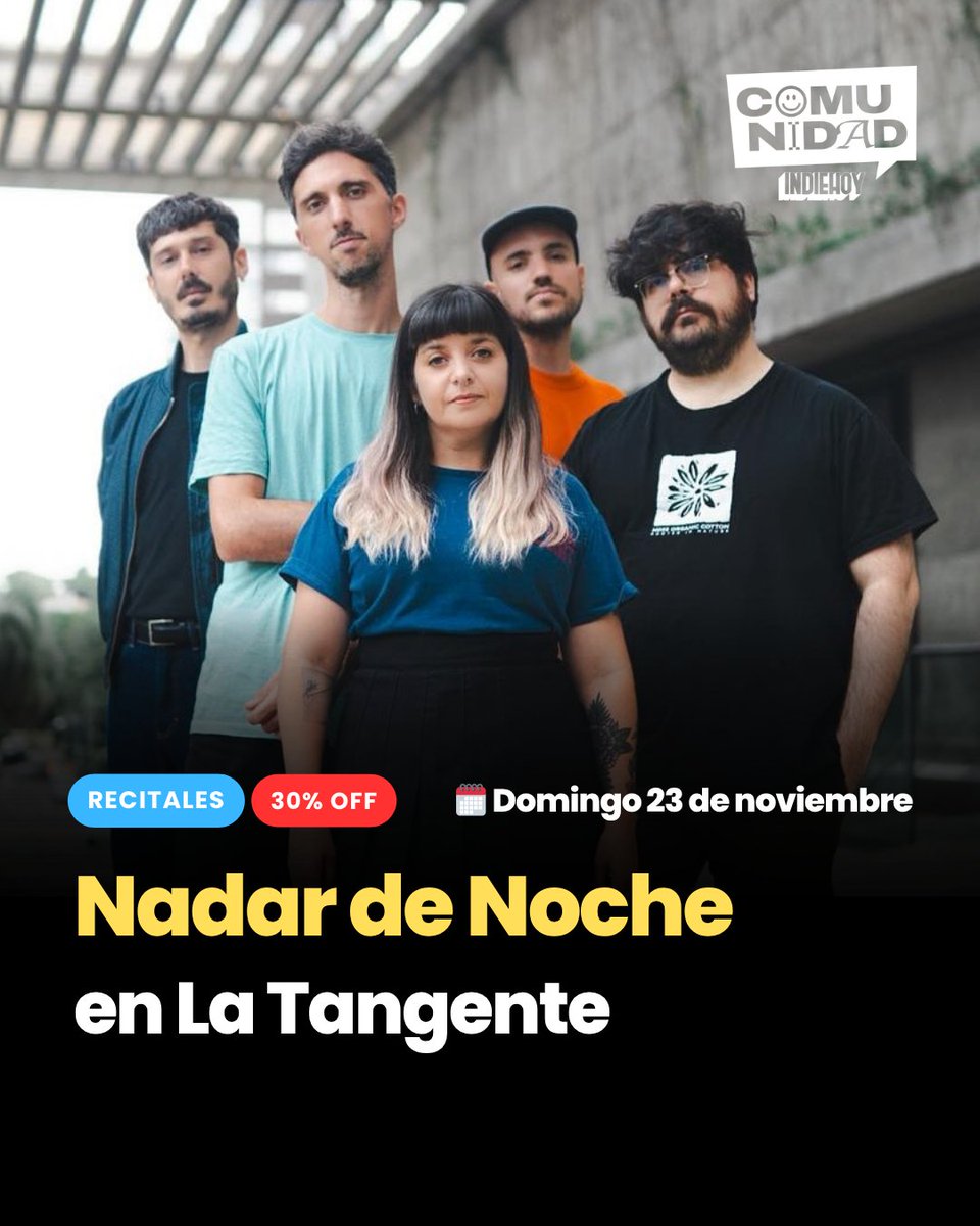 🎟️ 30% de descuento para ver a Nadar de Noche (<a href="/nadardenoche_/">Nadar de Noche</a>)  y Los Subtítulos (<a href="/LSubtitulos/">los subtítulos</a>) en La Tangente (<a href="/LatangenT/">La Tangente</a>).

🔗 Suscribite y pedí tu beneficio: indiehoy.com/comunidad/