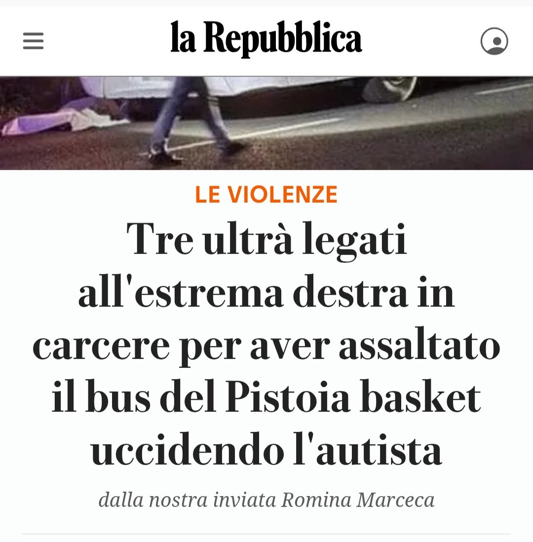 allenatorebis's tweet photo. Tre banditi, infami, ultras di estrema #destra, ieri sera a #Rieti hanno #ucciso un povero #autista a sassate per una partita di Basket…
E pensare che Gioggia non fa altro che parlare di odio della Sinistra. Chissà cosa dice ora su questa gentaglia di #EstremaDestra? https://t.co/b5uLROneSV