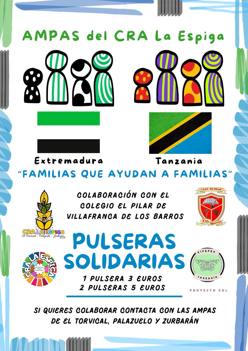 saludtorvis's tweet image. 🤝 Nos unimos al Proyecto SOL junto al CEIP El Pilar de Villafranca 💫
Gracias a nuestras AMPAS por hacer posible esta colaboración solidaria con Tanzania 🌍
¡En una semana hacemos el pedido de pulseras masáis! 🧡
#proyectosol #cralaespiga #pulserassolidarias #educaciónconvalores