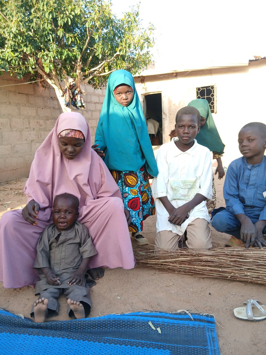 This woman lost her husband 2 years ago. Left with 7 children,4 of her own and 3 from her late co-wife. No islamiyya, No school, no food. She and the children enter the bush daily to gather sticks to sell or beg for small jobs (surfe) just to survive 10 tya at least.We are