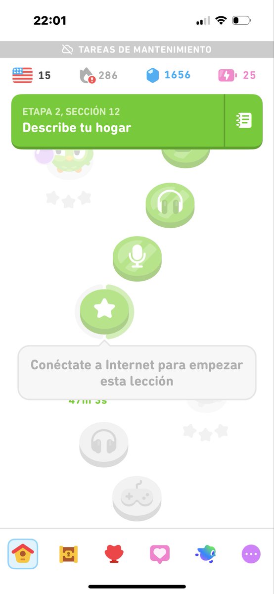 Se me va a ir a la mierda la racha del Duolingo teniendo wifi y datos conectados 🫠