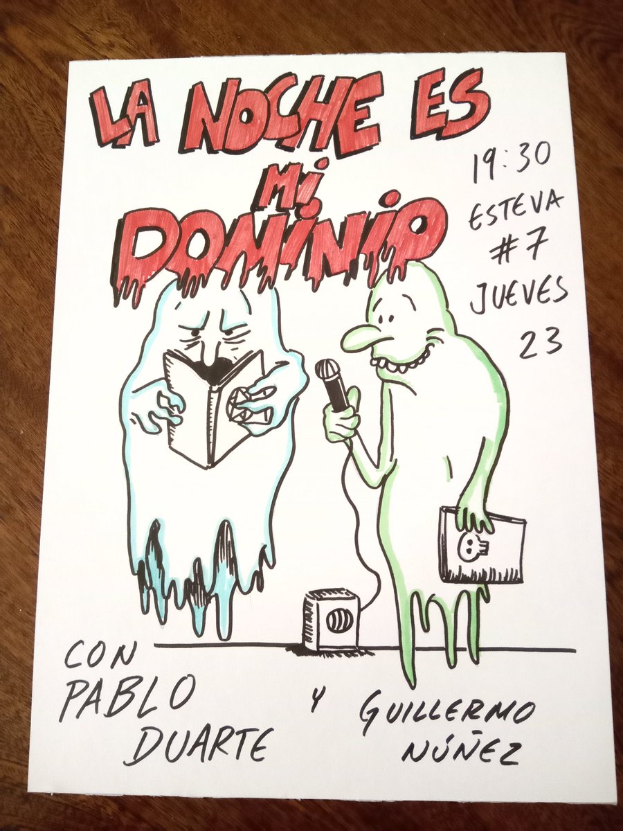 Este jueves sigue mi ciclo de lecturas de terror en mi cueva. A las 19:30. Ahora con <a href="/elotroduarte/">Pablo</a> y <a href="/guillermoinj/">Guillermo Núñez</a>