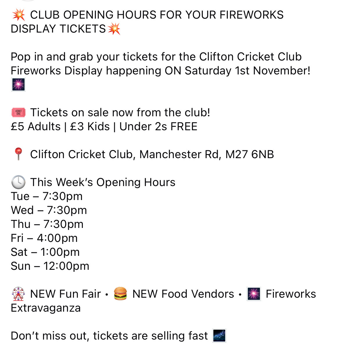 CliftonCC's tweet photo. Times to get your tickets https://t.co/tiBQMH19ua