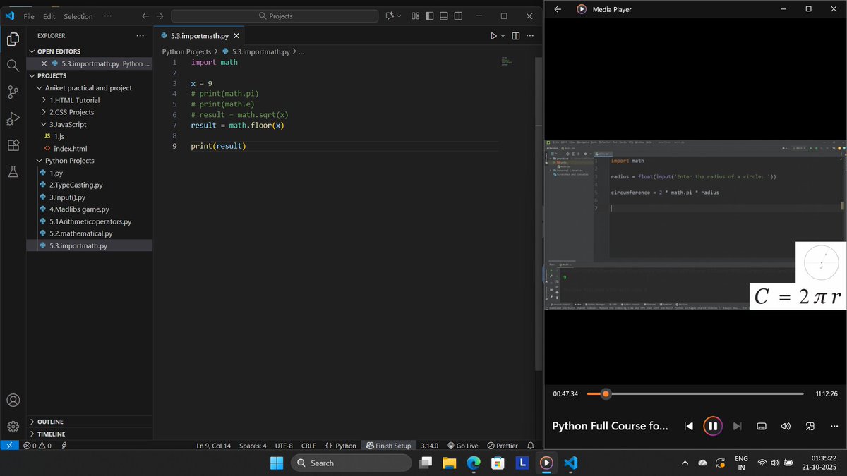 ianiket_yadavs's tweet image. ☑️Day56 of #100DaysOfCode
Today I Learnt:
- Python
- Variables , typecasting
- Arithmetic Operators
Created a small game of word called Madlibs Games
#Coding #Python #softwaredevelopers