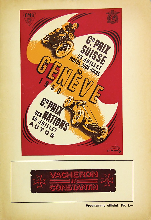 gprixwatches's tweet image. Spotted @Vacheron1755 on the 1950 Swiss motorcycle Grand Prix/1950 Nations Grand Prix program cover