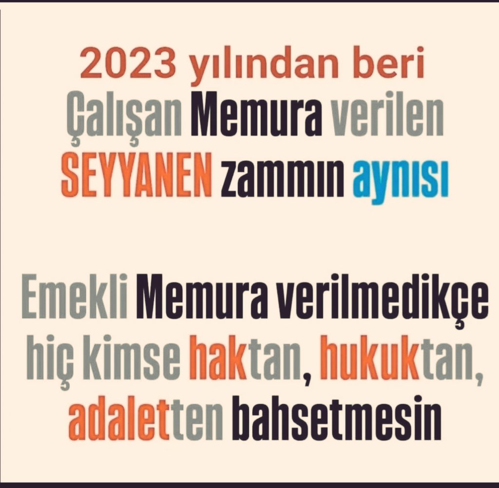 Her şeye 💯de yüzün üzerinde zam gelirken #EmekliMemur maaşları yarıya düştü
Seyyanen verilmezse
Yakında aylık bağlama oranı %25 lere kadar düşecektir <a href="/Akparti/">AK Parti</a> ve <a href="/MHP_Bilgi/">MHP</a> ile <a href="/tcbestepe/">T.C. Cumhurbaşkanlığı</a> Algıyı suni gündemleri bırakında <a href="/TBMMGenelKurulu/">TBMM Genel Kurulu</a> nda
#MemurEmeklisineAdalet i sağlayın