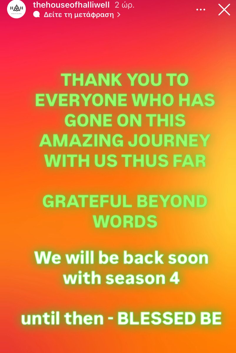 New message on #HouseOfHalliwell:
“Thank you to everyone who has gone on this amazing journey with us thus far. Grateful beyond words. We will be back soon with season 4. Until then - Blessed be.” #Charmed