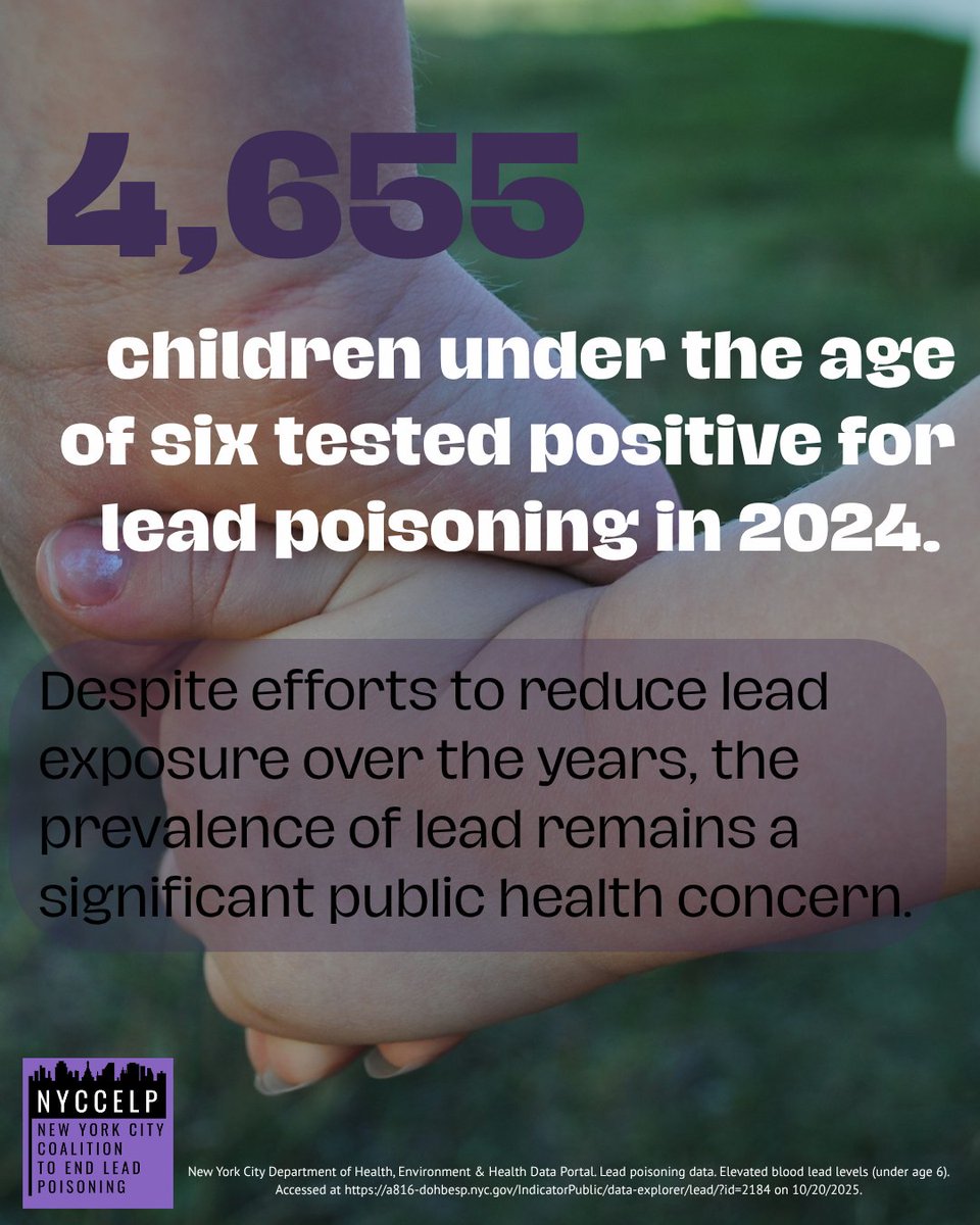 New York continues to fall short in protecting children against childhood lead poisoning. This is unacceptable.

Every child deserves a safe, healthy home. It's time for stronger laws, stricter enforcement, and investments in prevention.
 #leadpoisoningpreventionweek #nyccelp