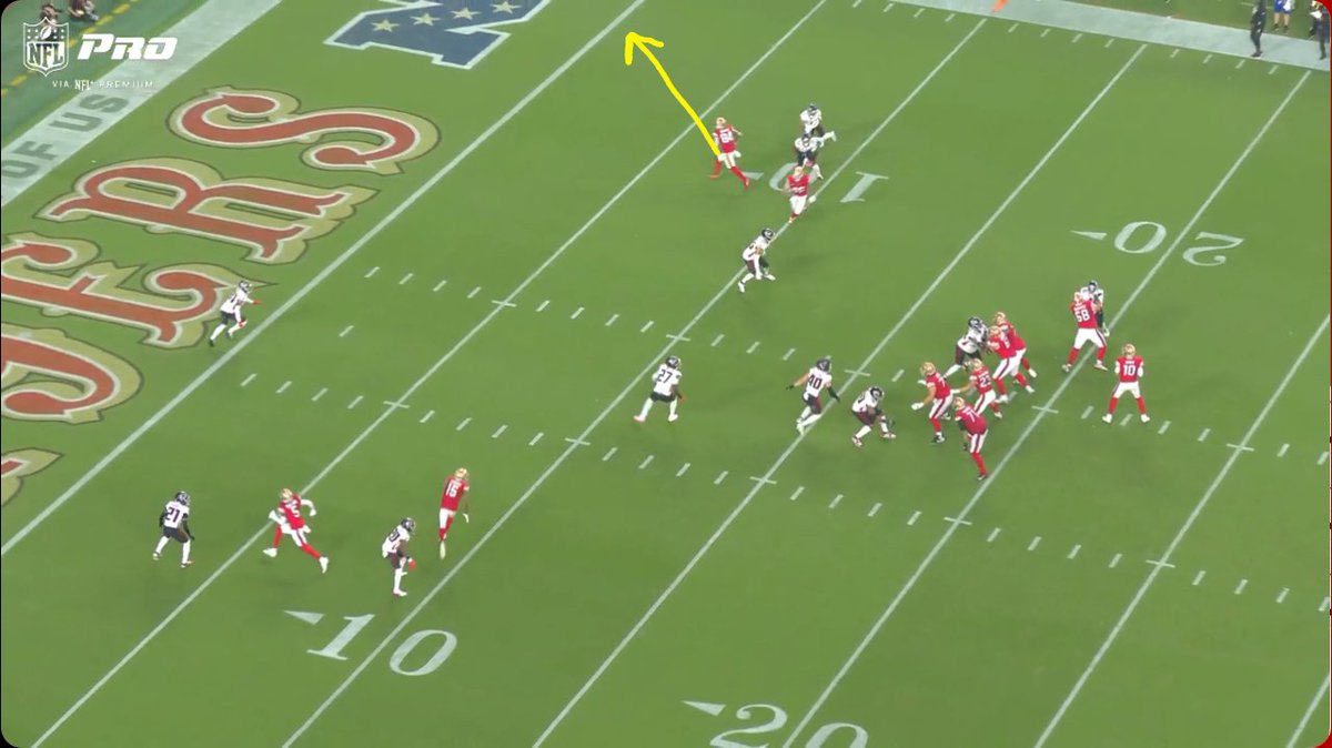 Holy progression, Batman.
First read is Kittle right there, so you'd think the uncovered receiver right behind him would be hard to miss.. but that's how quickly Big Mac's getting back to the field side. 
If he's not thinking it pre-snap, it's probably not happening.