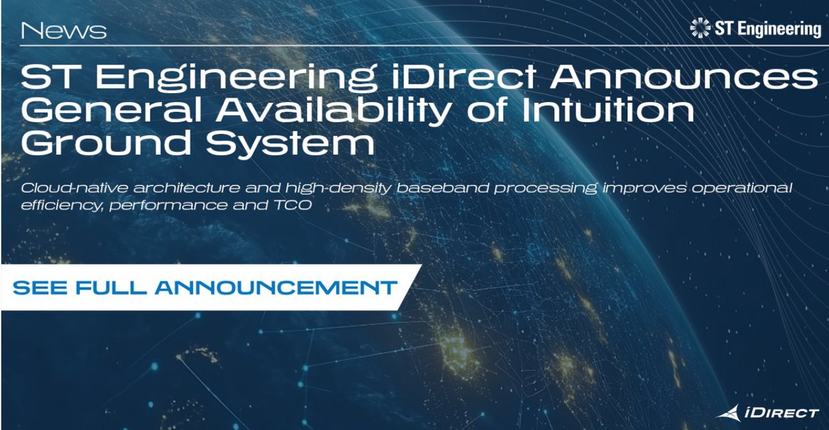 iDirect's tweet image. It’s here

Built on a cloud-native, multi-orbit architecture, Intuition delivers what others can’t

This is how you unify space &amp;amp; ground, scale smarter, move faster &amp;amp; stay ahead.

Welcome to the new standard in satellite connectivity: bit.ly/47zKKTp

#STEngineering #News