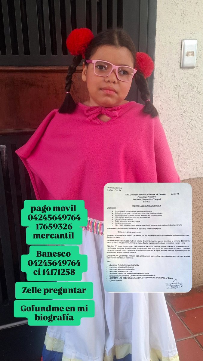 He pasado días dificiles estoy quebrantada d salud no he podido cumplir mis tratamientos por favor soy una niña d condición q amerito d cuidados especiales y no cuento con los recursos para cubrirlos AYUDA PARA AMP $200 FALTAN
pm
04245649764
17659326
mercantil 

Zelle al dm
