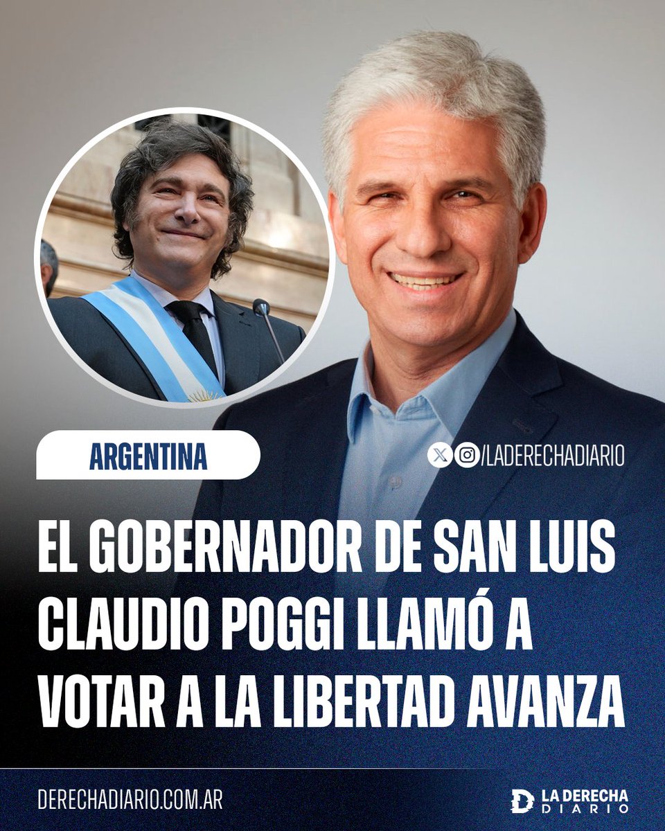 🚨🇦🇷 | El gobernador de San Luis, Claudio Poggi, llamó a votar por La Libertad Avanza en las elecciones nacionales: "Lo que dejó el kirchnerismo en la Argentina fue un daño muy grande. Quien mejor encarna la tarea es la lista que encabeza Mónica Becerra y voy a votar por ella".