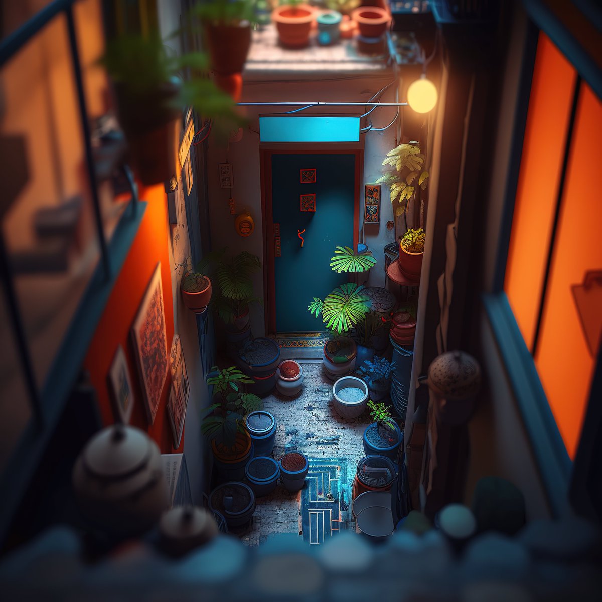 NoBanksNearby's tweet image. 12:00 PM. Look at these glowing oranges, contrasted with the deep teal door and lush greens of this hidden courtyard. When the world rushes, this minute is your secret garden. Stop. Breathe. Let its quiet, vibrant calm reset your entire day.

#NFT #CreativeCode #MinuteByMinute…
