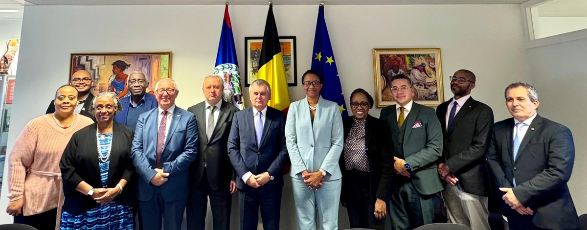 On 17 Oct, 🇧🇿 convened its 3rd Cariforum Mtg in Brussels. Thx to <a href="/eulacfoundation/">EU-LAC Foundation</a> for organizing Dr. Keith Nurse's presentation on climate finance for the Cbean. Thx also to Ambassadors of 🇸🇰, 🇸🇮, 🇺🇦 based in The Hague for presenting their candidacies for the OPCW Exec  Council.