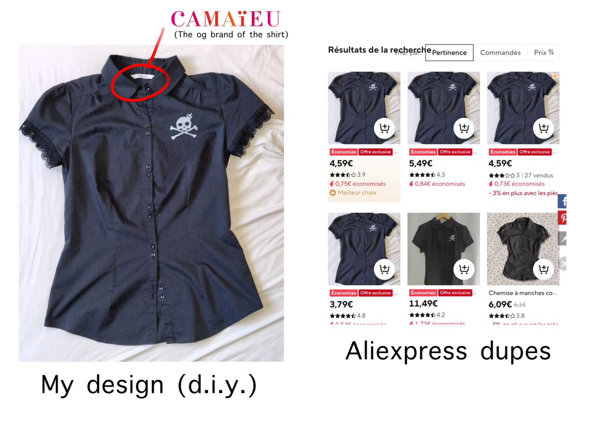 accirconflexe's tweet image. I’d NEVER thought i would have to make this post but heyyy Aliexpress stole my design and sold hundreds of dupe of it 🥲
If you see this shirt, please don’t buy it 😔