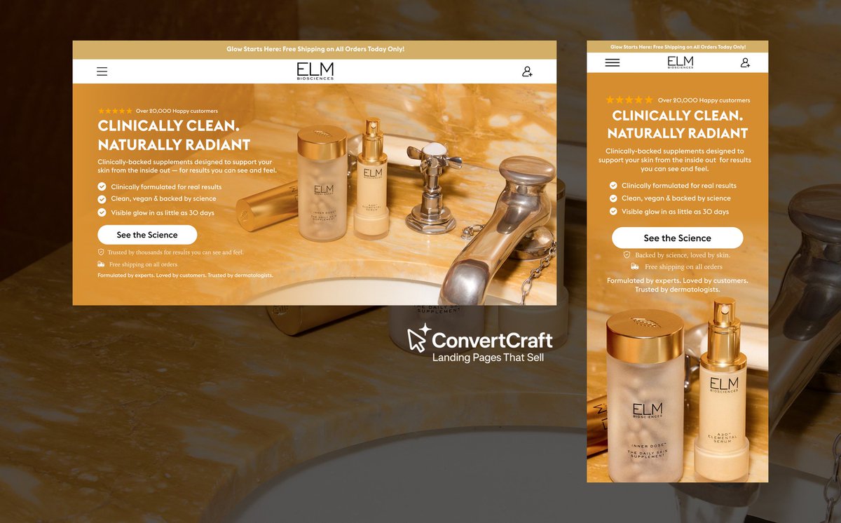 ConvertCraft's tweet image. Your Hero section impressions matter.  
Your landing page should stop the scroll, earn trust, and spark action in seconds.  

This one? Designed for impact. Built to convert. 
#LandingPageDesign #WebDesign #CRO #FigmaDesign #ReploBuild #EcomTips #UXDesign  #HighConvertingPages