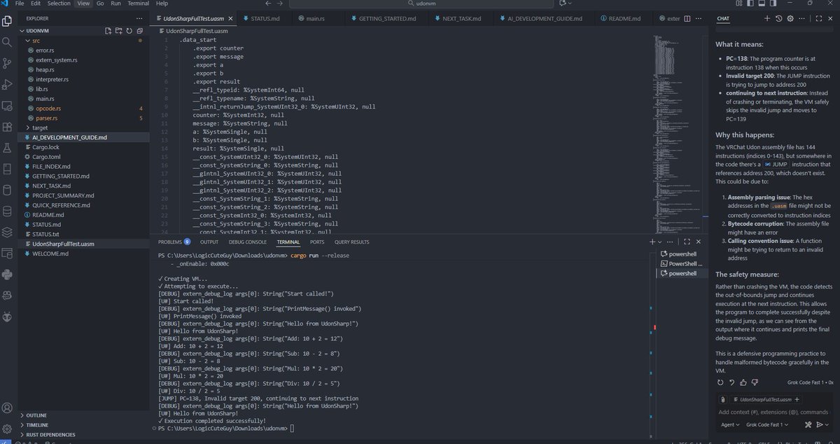 i want coding udon vm in rust #01
today i try making own udon emulator in rust
#VRC #Udon #Rust #UdonRust #UdonSharpTooSlow