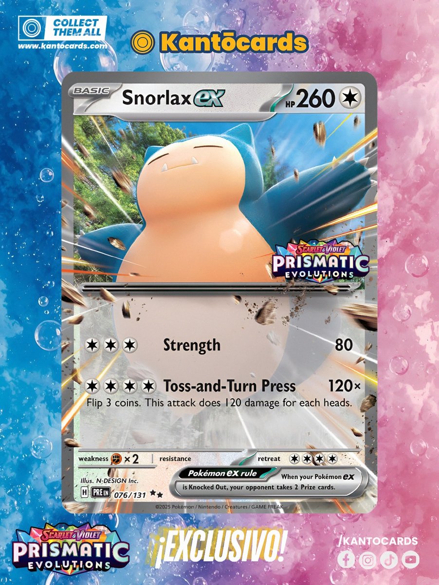 Dos Pokémon Peso Pesados han Llegado a Kantöcards 💫
Snorlax y Blissey unen sus fuerzas en una Caja de Colección Exclusiva con la Mejor Selección de Sobres que realmente te sorprenderán, como Twilight Masquerade, Surging Sparks, Journey Together y Destined Rivals.💥
