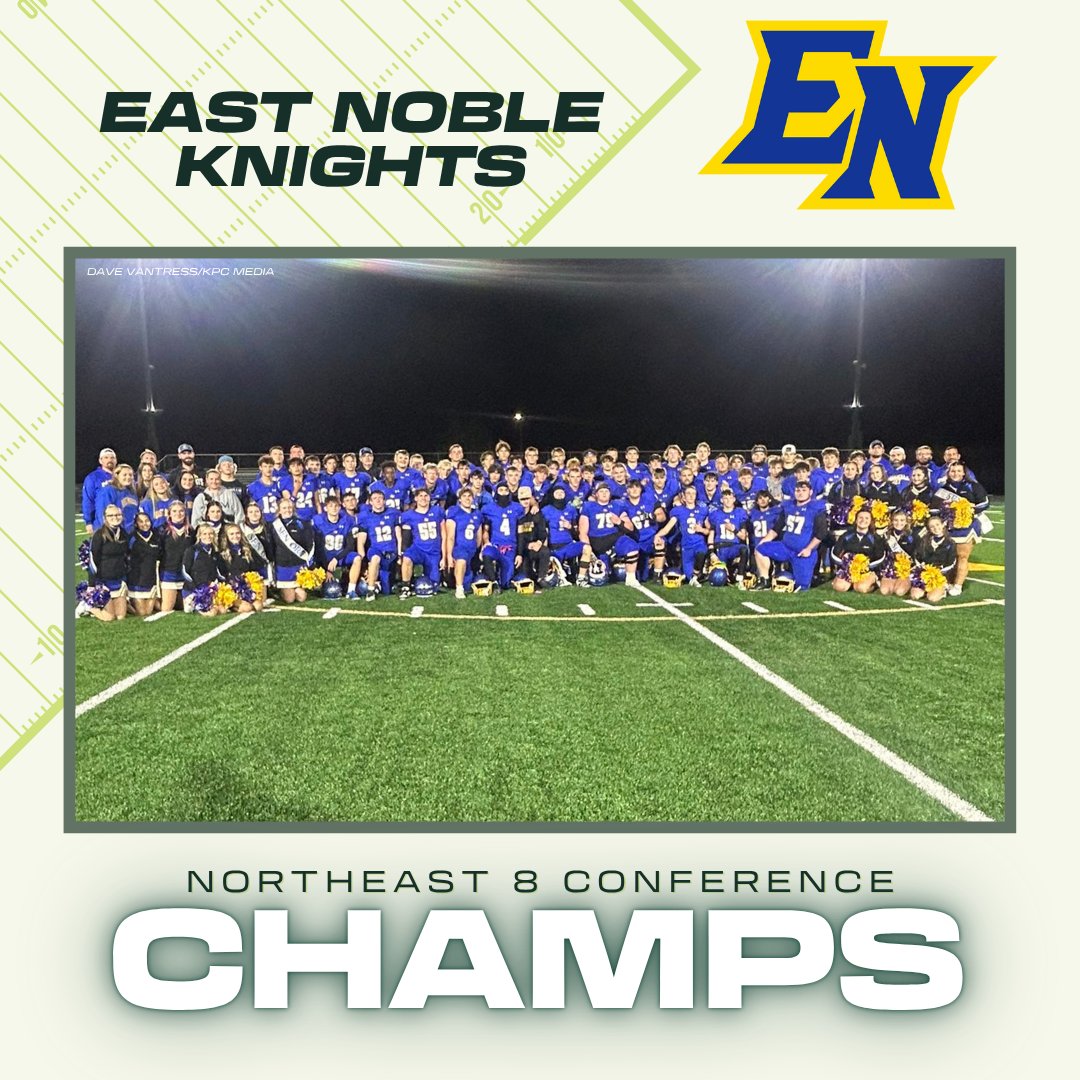 🏈𝐂𝐡𝐚𝐦𝐩𝐢𝐨𝐧𝐬 𝐒𝐡𝐨𝐰𝐜𝐚𝐬𝐞: Congratulations to PSM partner team <a href="/ENKnightsFB/">Knights Football</a> on winning their third-straight <a href="/NE8_Athletics/">Northeast 8 Sports</a> Conference Championship! East Noble (9-0) will enter sectionals as the #1 ranked team in the 4A coaches poll. #BecomeMore