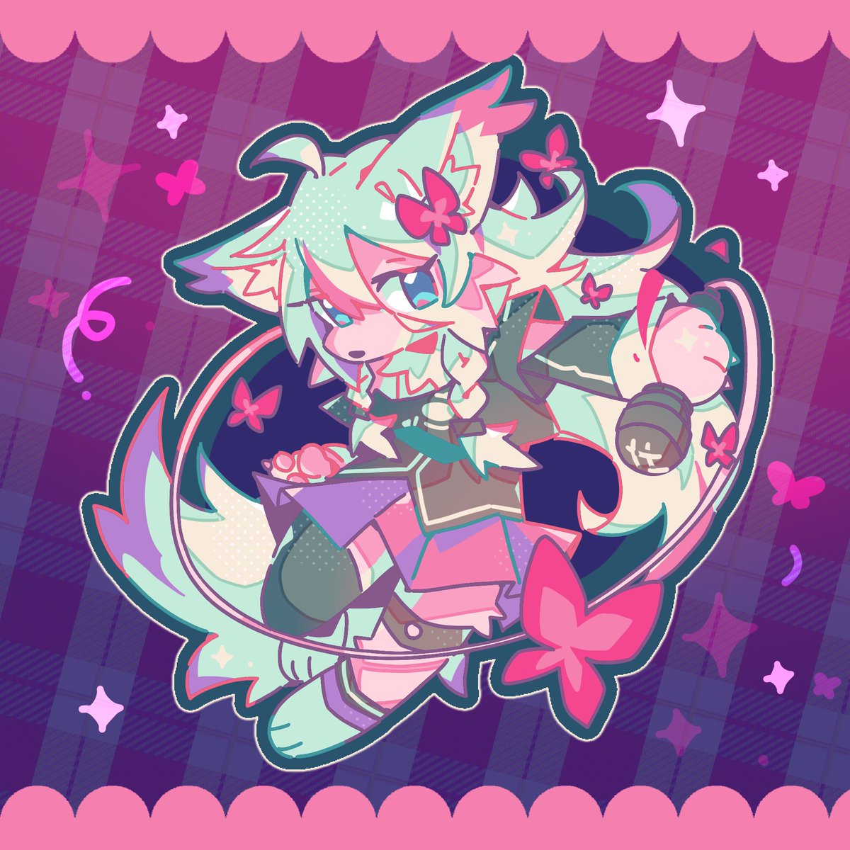 Ia furry vocaloid sticker I drew for a stamp rally last weekend!