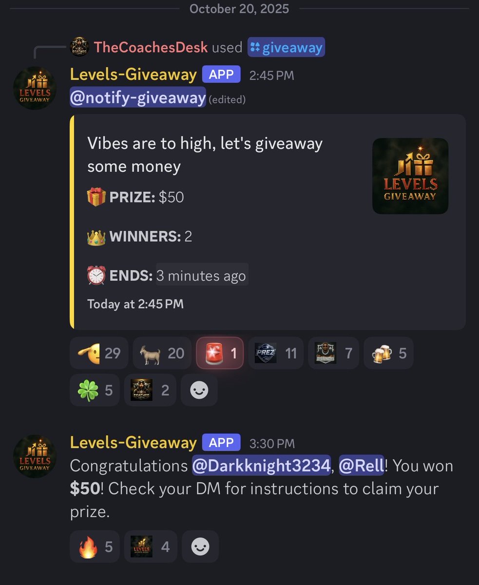 Just another reason I love our discord and its community!

#Giveaway bot for the win. Both members who won have been paid within minutes! ✅

Join <a href="/LevelsPicks/">Levels Sports</a> ⬇️

🔥 50% OFF your 1st month w/code 👇
🖥️ Use promo code : NBA50

🔗 tinyurl.com/JoinLevels