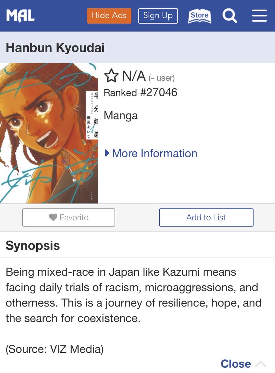 Anarseldain's tweet image. This is totally astroturfed – this manga experienced less than 2 engagements per day on average, has no forum posts, and only 5 ratings (4 are 1/10).
The decision to provide a VIZ release to this manga shows that VIZ is not serious, and doesn’t respect Japan or Japanese culture.