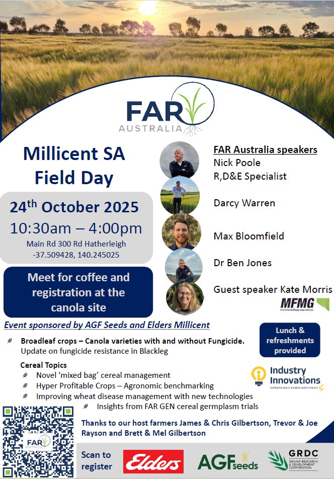 🌱Thank You to Our Supporters 🌱 
We extend our heartfelt thanks to AGF Seeds for their generous sponsorship of the Millicent field day — your commitment to FAR Australia's field program is undeniable, and your contribution plays a vital role in advancing agricultural research